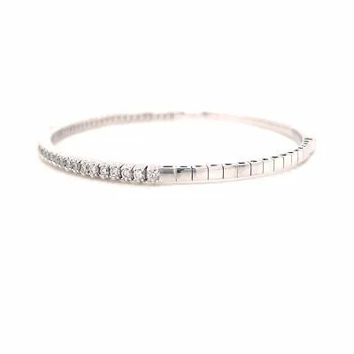 14K Diamond Flexible Bangle Bracelet White Gold