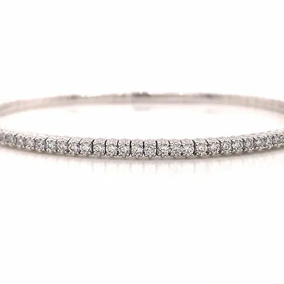 14K Diamond Flexible Bangle Bracelet White Gold