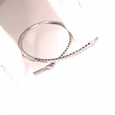 14K Diamond Flexible Bangle Bracelet White Gold