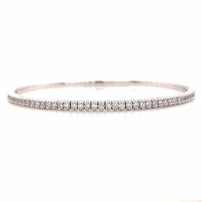 14K Diamond Flexible Bangle Bracelet White Gold