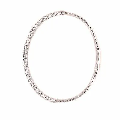 14K Diamond Flexible Bangle Bracelet White Gold