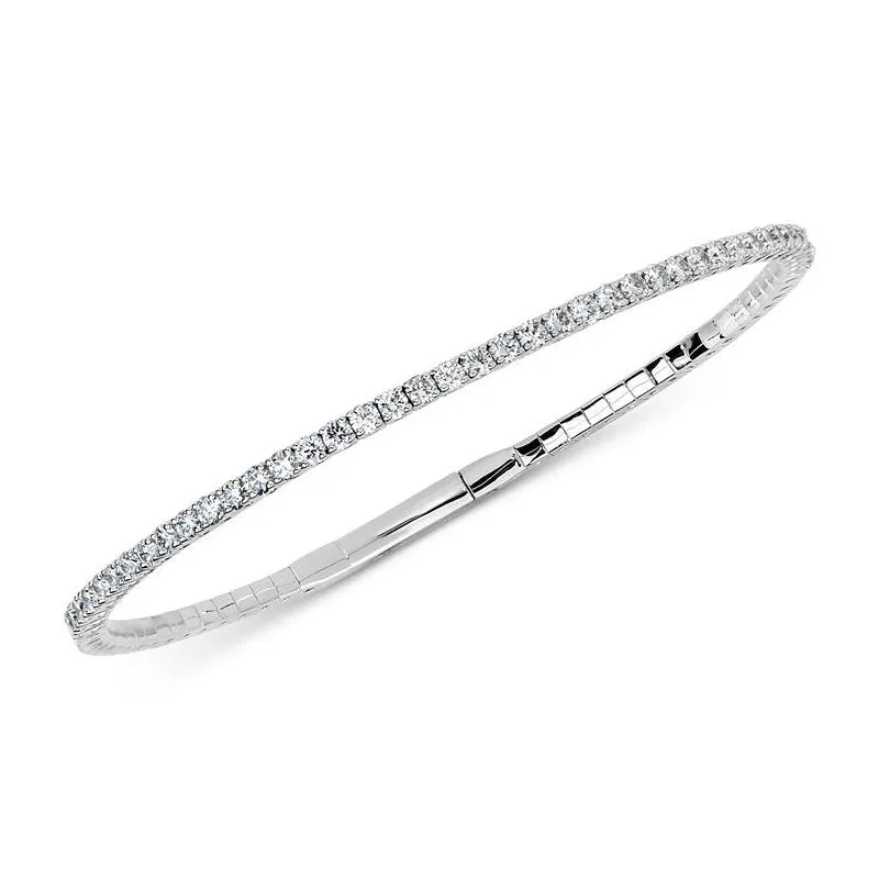 14K Flexible (1.00ct) Diamond Bangle Bracelet (Rose, White, Yellow Gold)