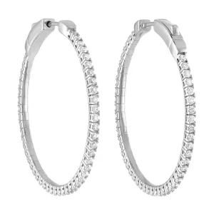 14K White Gold Diamond Hoop Earrings, 1.00ct tdw