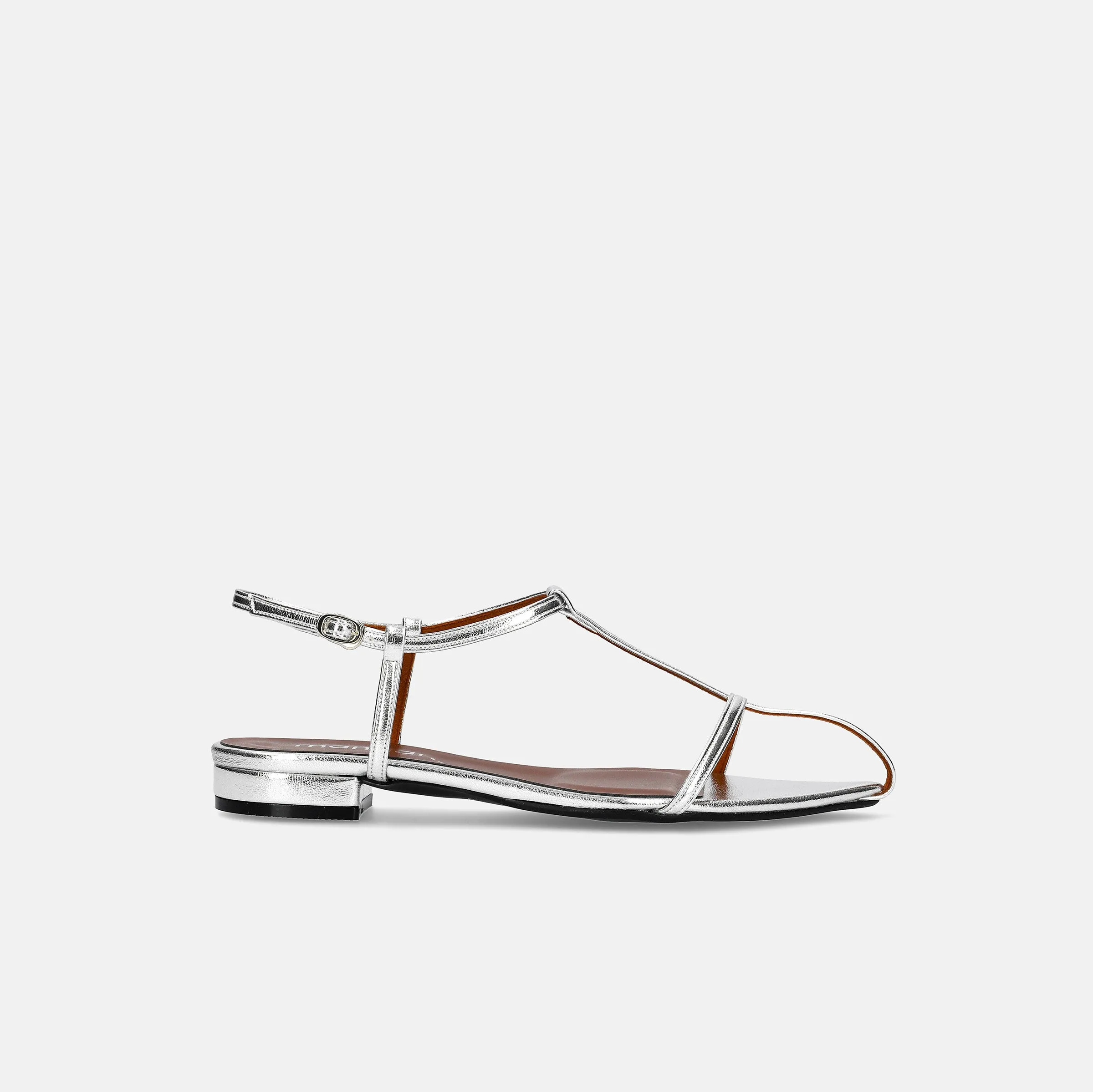 15% OFF: 2024SS: T-strap pointed flat sandals (m17001) Silver