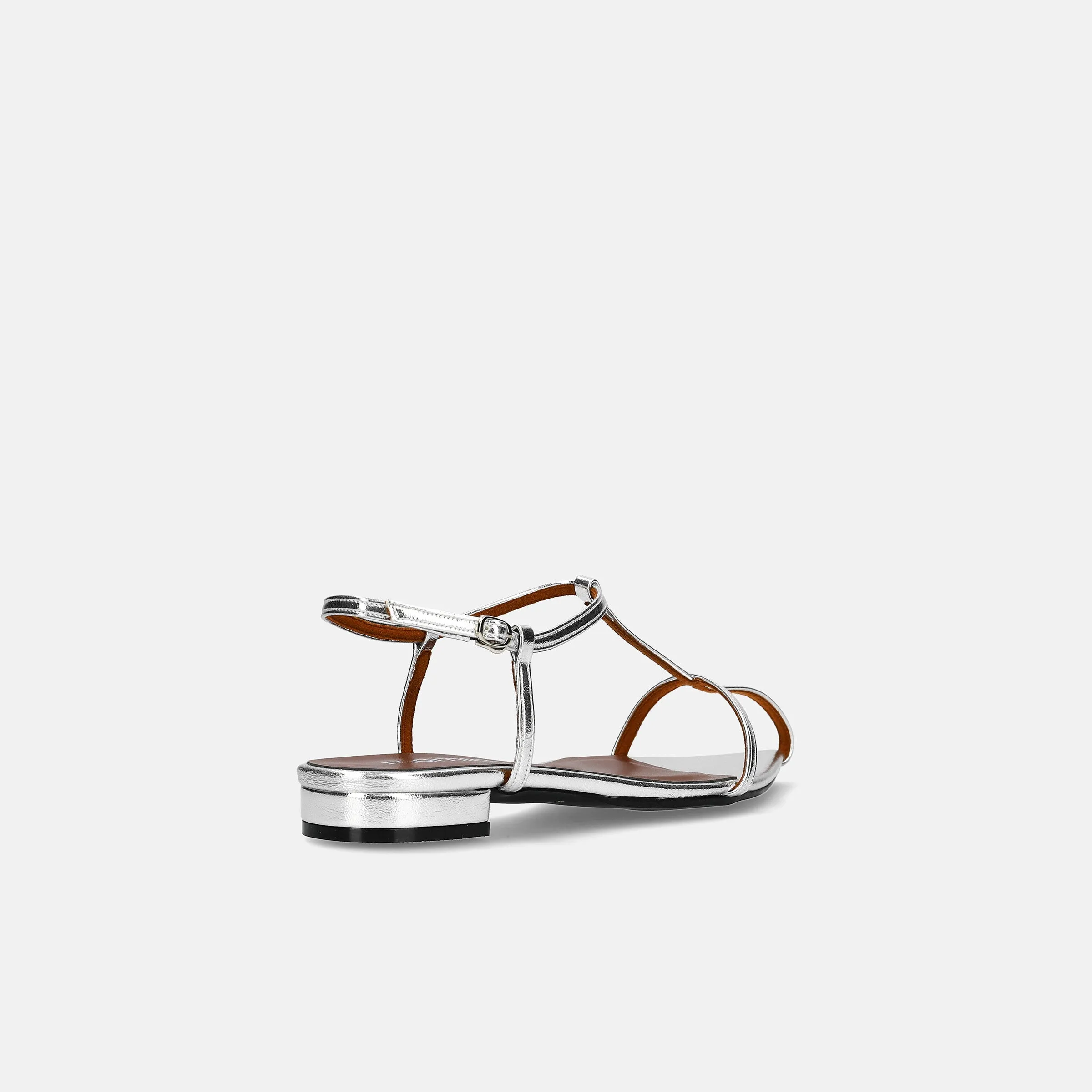 15% OFF: 2024SS: T-strap pointed flat sandals (m17001) Silver