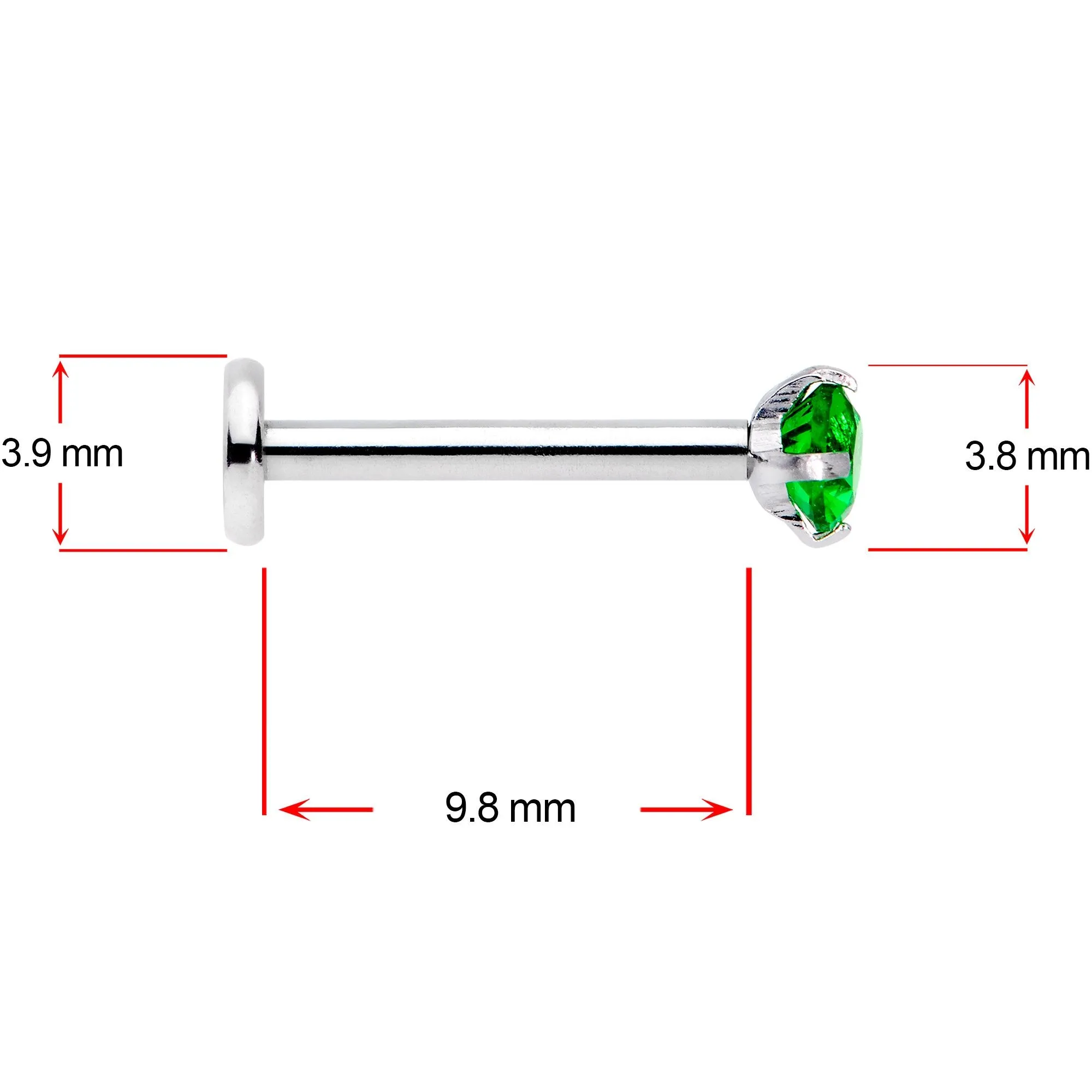 16 Gauge 3/8 Pink Aurora Green Round CZ Gem Labret Tragus Set of 3