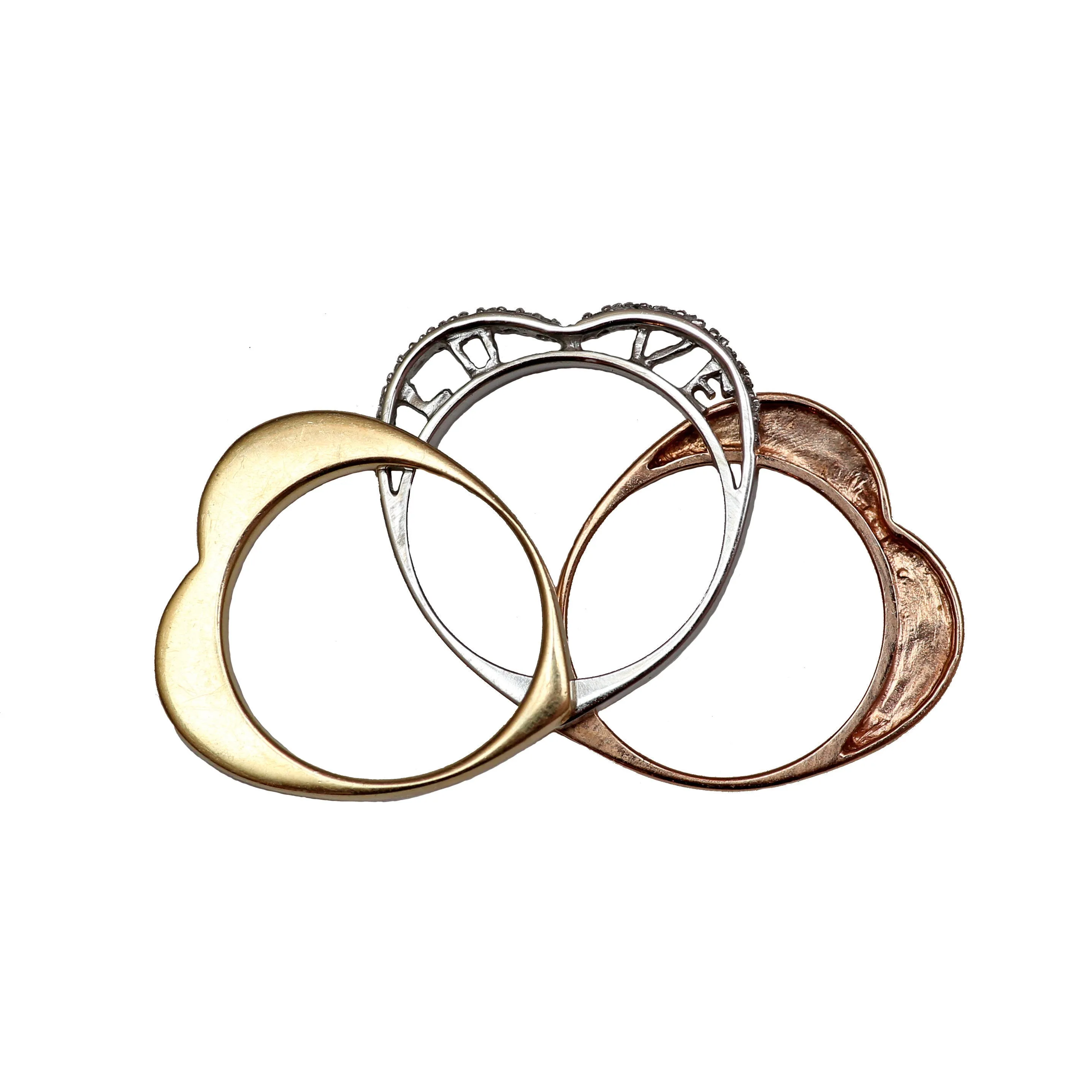 18k Tri-Color Hinged Heart Ring