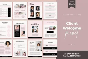 21 Page Client Welcome Packet for Coaches Editable Canva Template Chic Collection