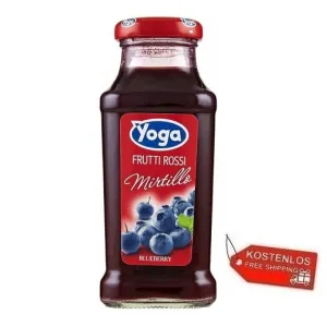 22x Yoga Bar Frutti Rossi Mirtillo Rote Früchte Blaubeere Fruchtsaft Glasflasche 200ml - SONDERANGEBOT