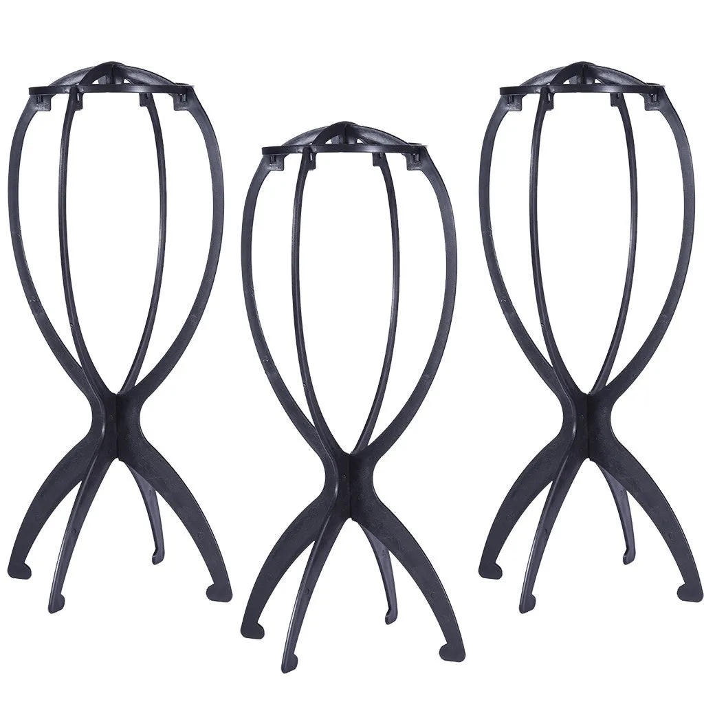 3 Pack Short Wig Stands Durable Portable Detachable  Smooth Surface Wig Drying Rack For Wigs(Color:Pink,Black)