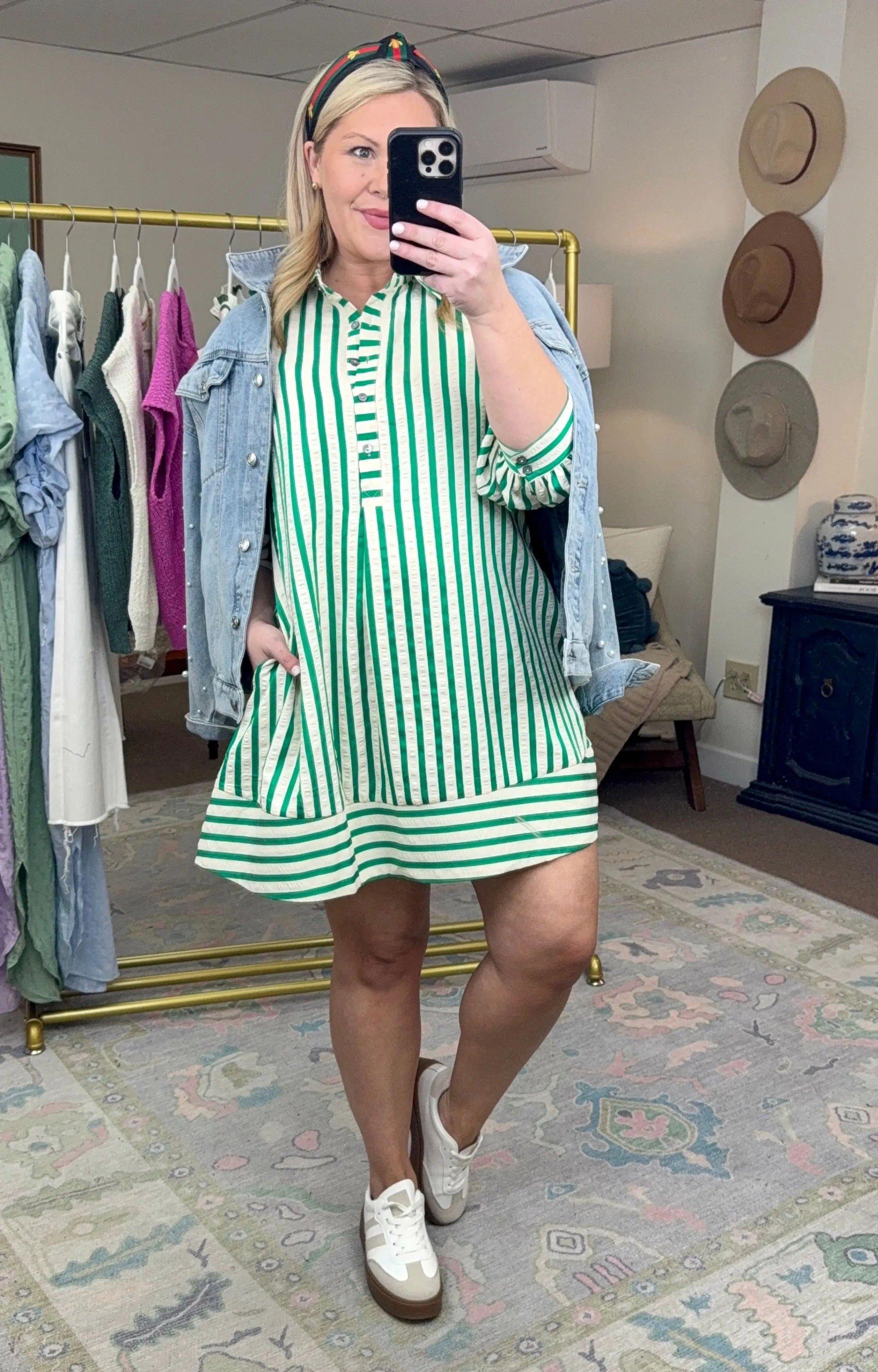 Afternoon Stroll Stripe Shirt Dress