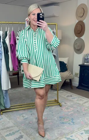 Afternoon Stroll Stripe Shirt Dress