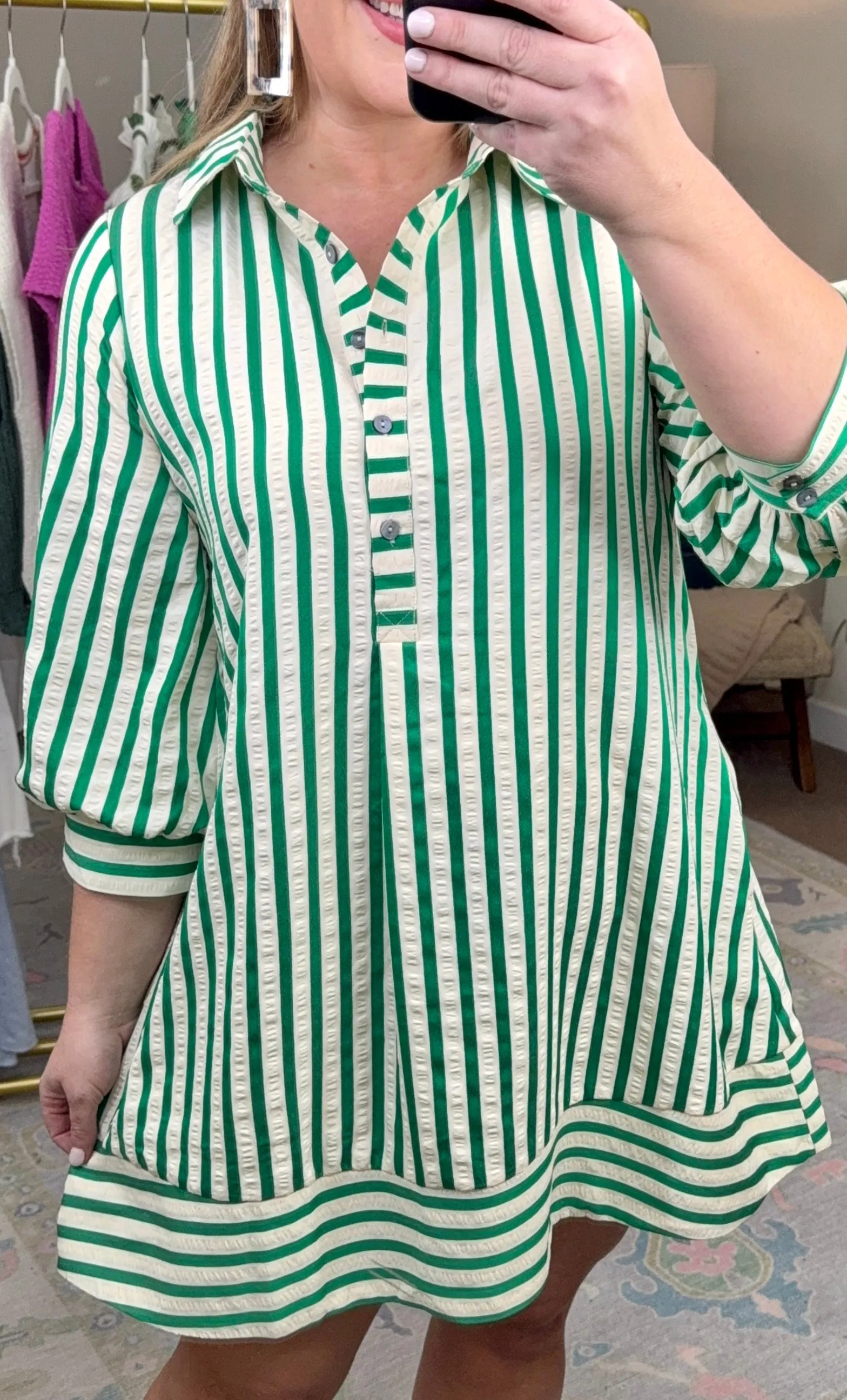 Afternoon Stroll Stripe Shirt Dress