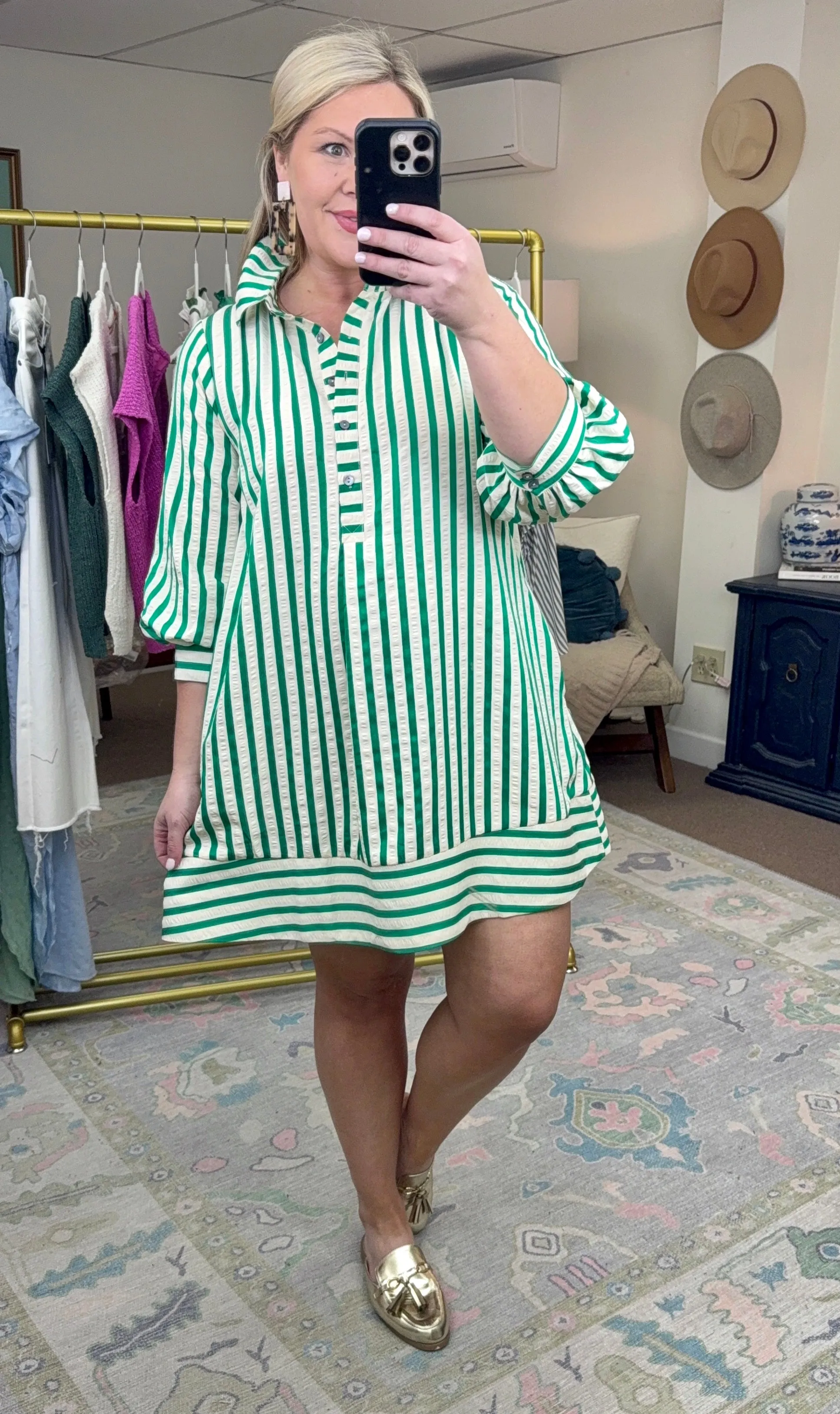 Afternoon Stroll Stripe Shirt Dress