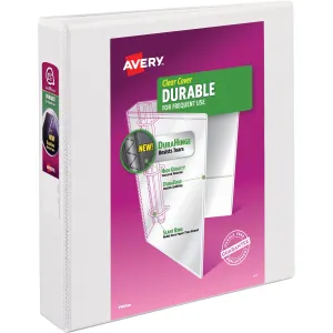 Avery® Durable View 3 Ring Binder, 1.5" Slant Rings, 1 White Binder
