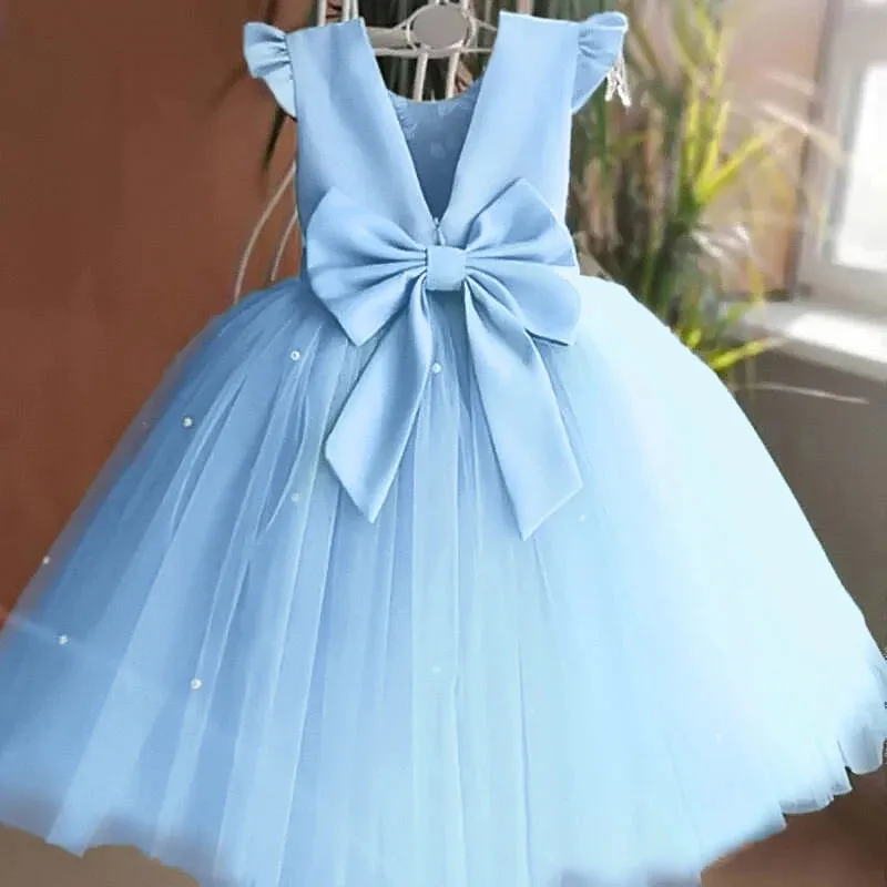 Backless Bow Baby Girls Dress
