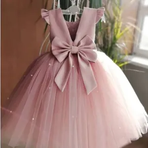 Backless Bow Baby Girls Dress