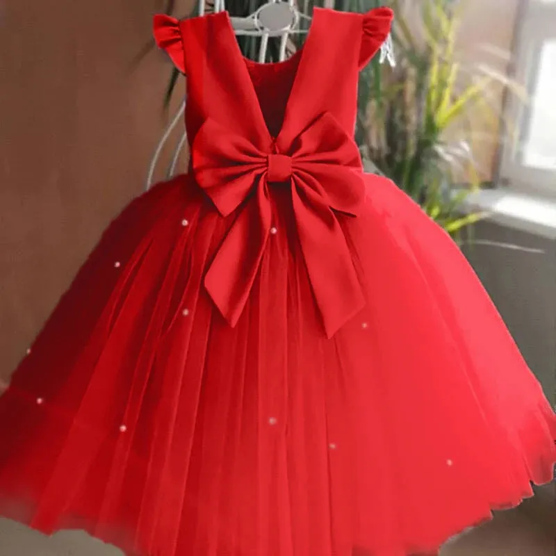 Backless Bow Baby Girls Dress