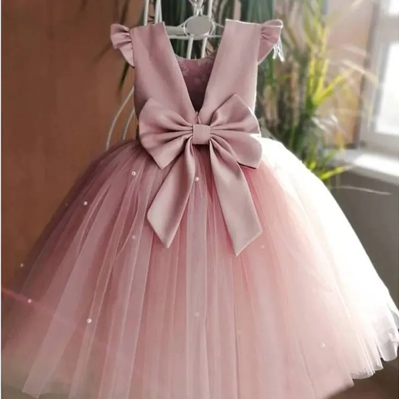 Backless Bow Baby Girls Dress