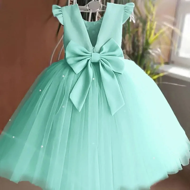 Backless Bow Baby Girls Dress
