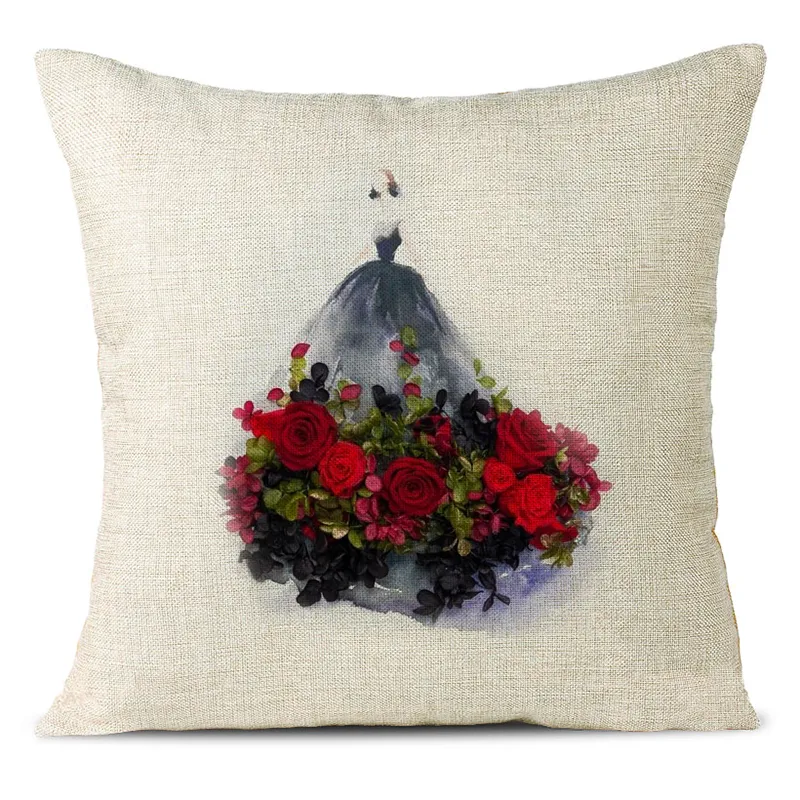 Beautiful Flowers Linen Pillowcase