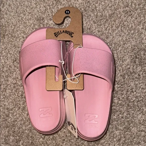 Billabong Cushion Pink Glitter Platform Slides