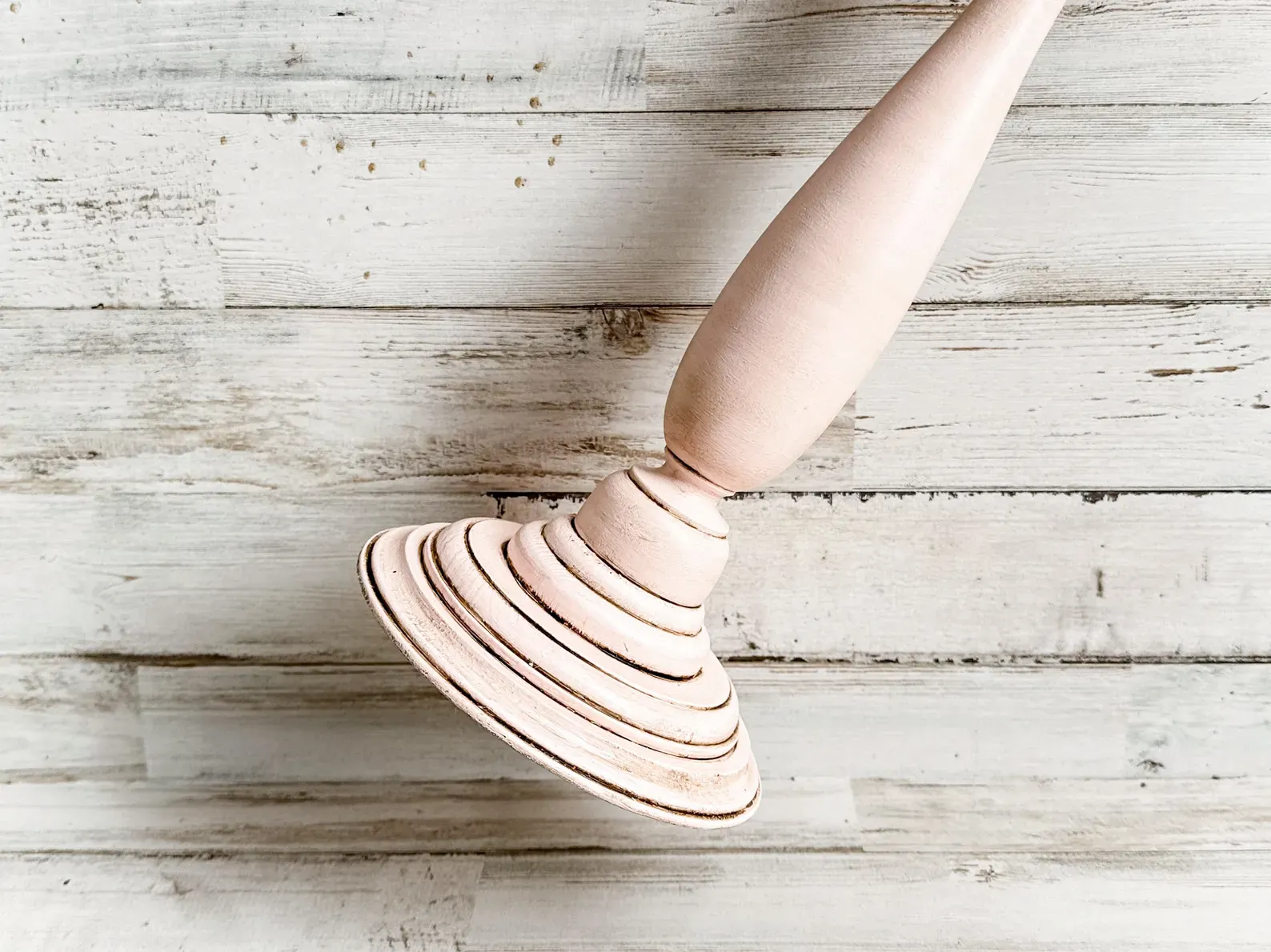 Blush pink shabby farmhouse pillar candle holder