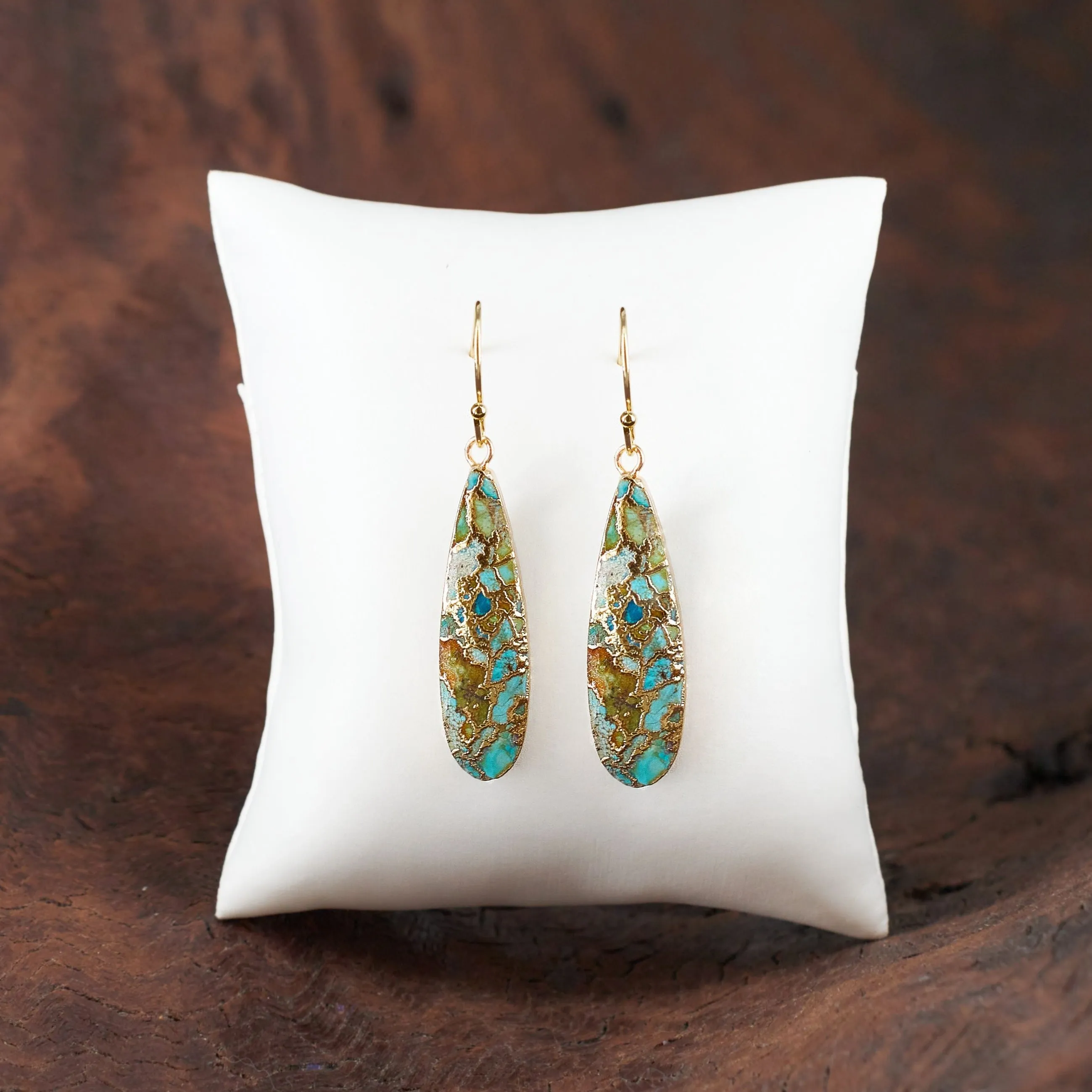 Boho & Mala Turquoise & Gold Long Earrings CR10032
