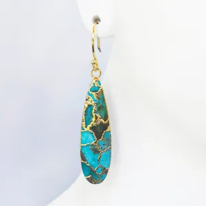 Boho & Mala Turquoise & Gold Long Earrings CR10032