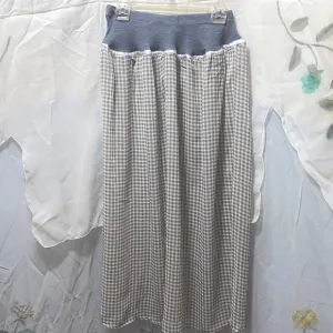 BOHO/SHABBY-CHIC MAXI GREY/WHIT CHK SKT SZ M