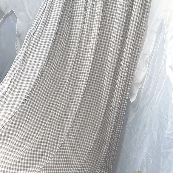 BOHO/SHABBY-CHIC MAXI GREY/WHIT CHK SKT SZ M