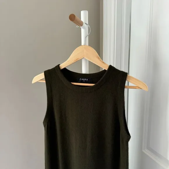 CAARA Wool Angora Maxi Dress in Olive