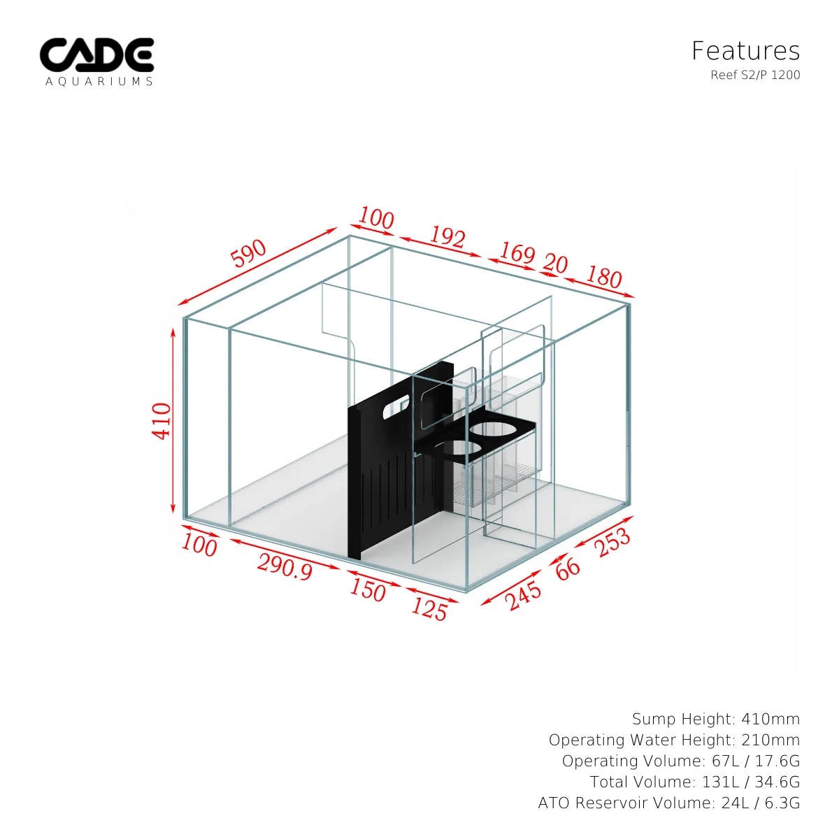 CADE Reef Peninsula S2 1200 (P1200) - Black
