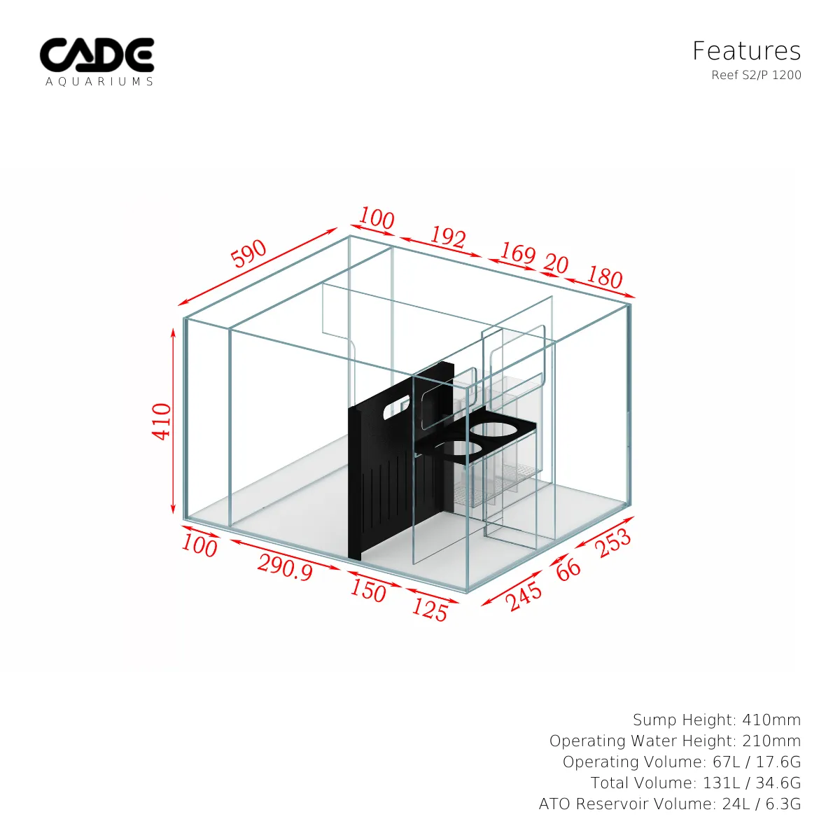 CADE Reef Peninsula S2 1200 (P1200) - Black