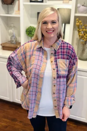 Casual Chic Lilac Button Down Top