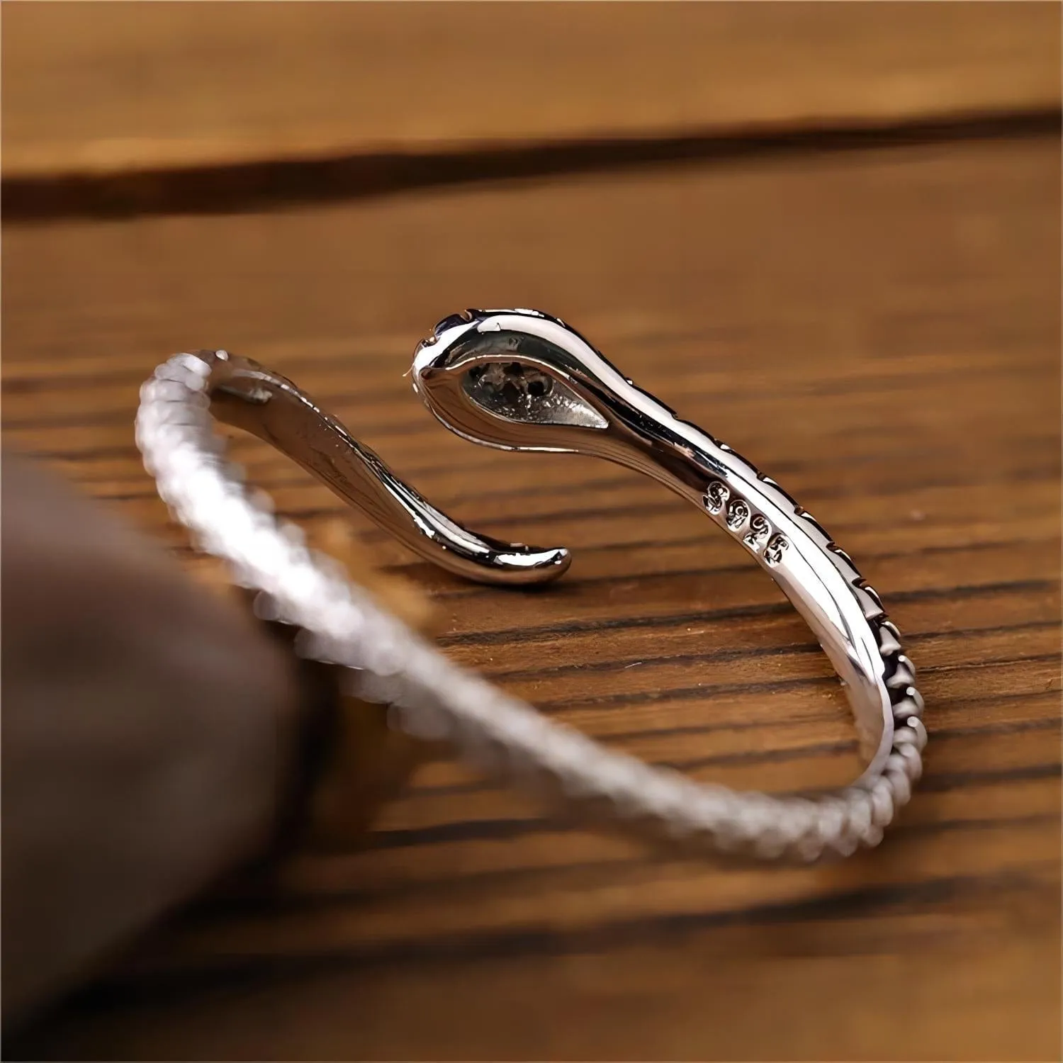 Chic CZ Inlaid Adjustable Snake Ring
