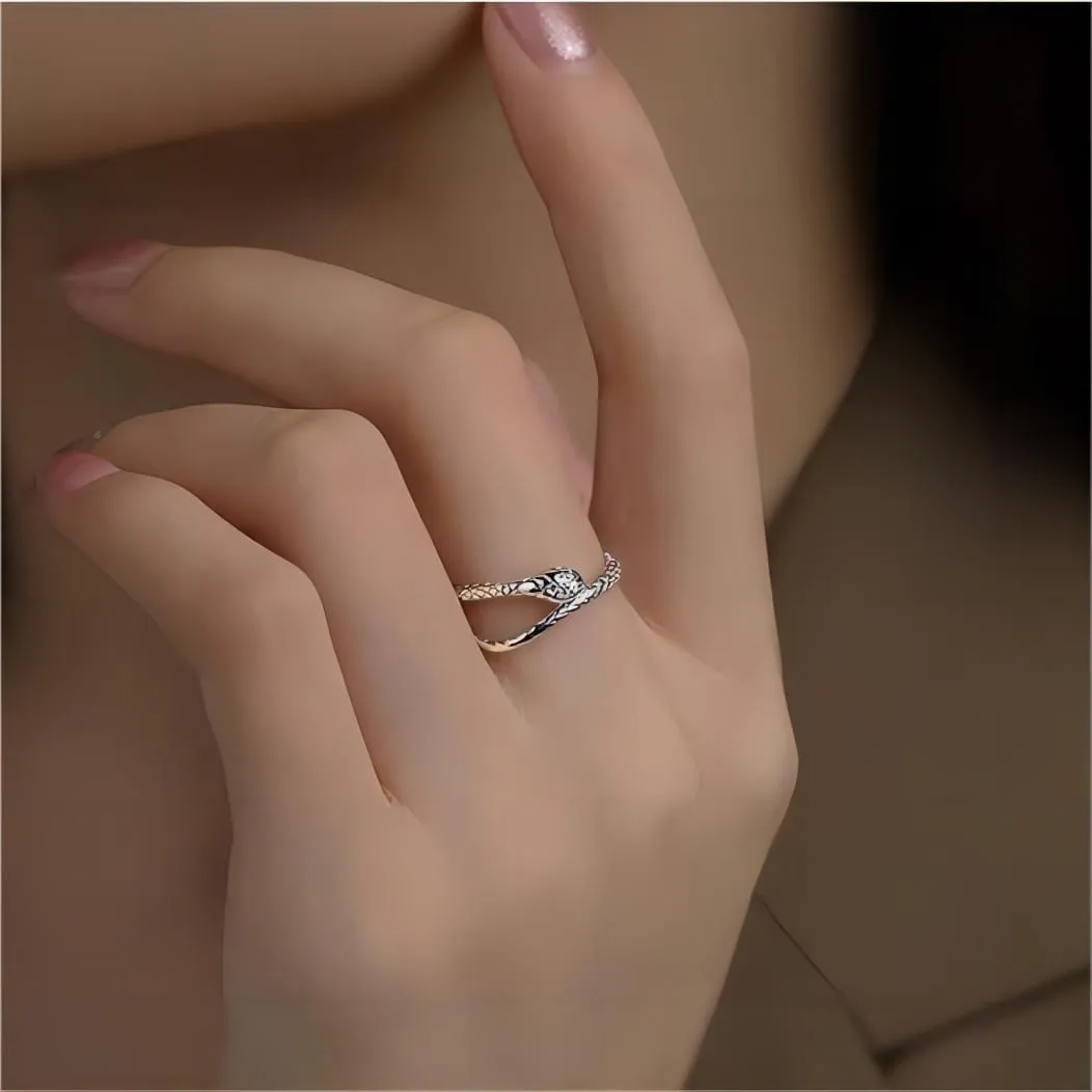Chic CZ Inlaid Adjustable Snake Ring