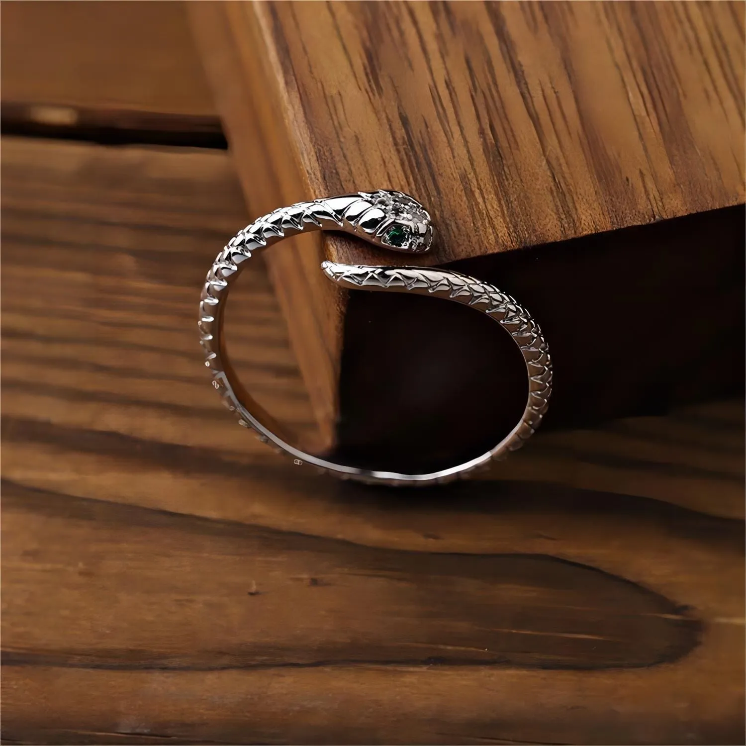 Chic CZ Inlaid Adjustable Snake Ring