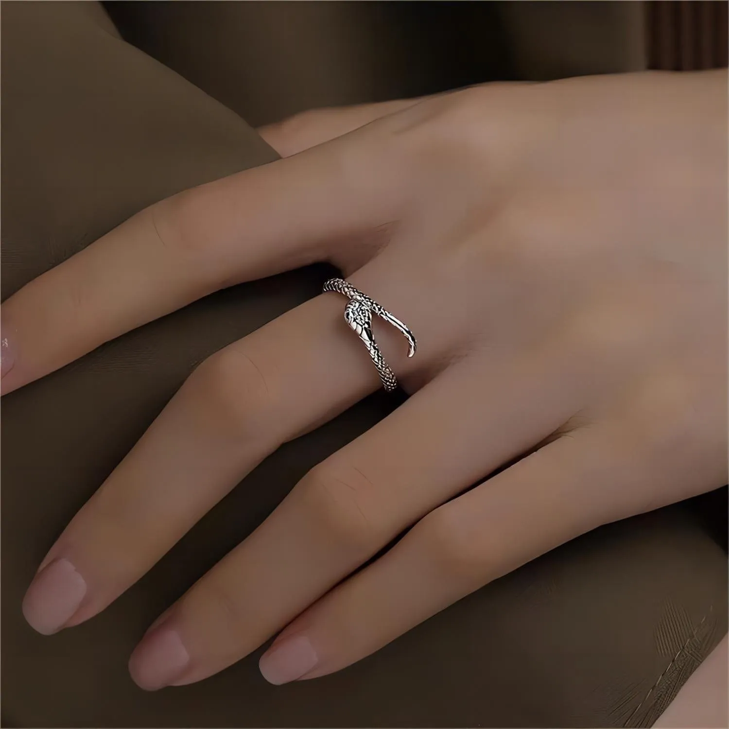 Chic CZ Inlaid Adjustable Snake Ring