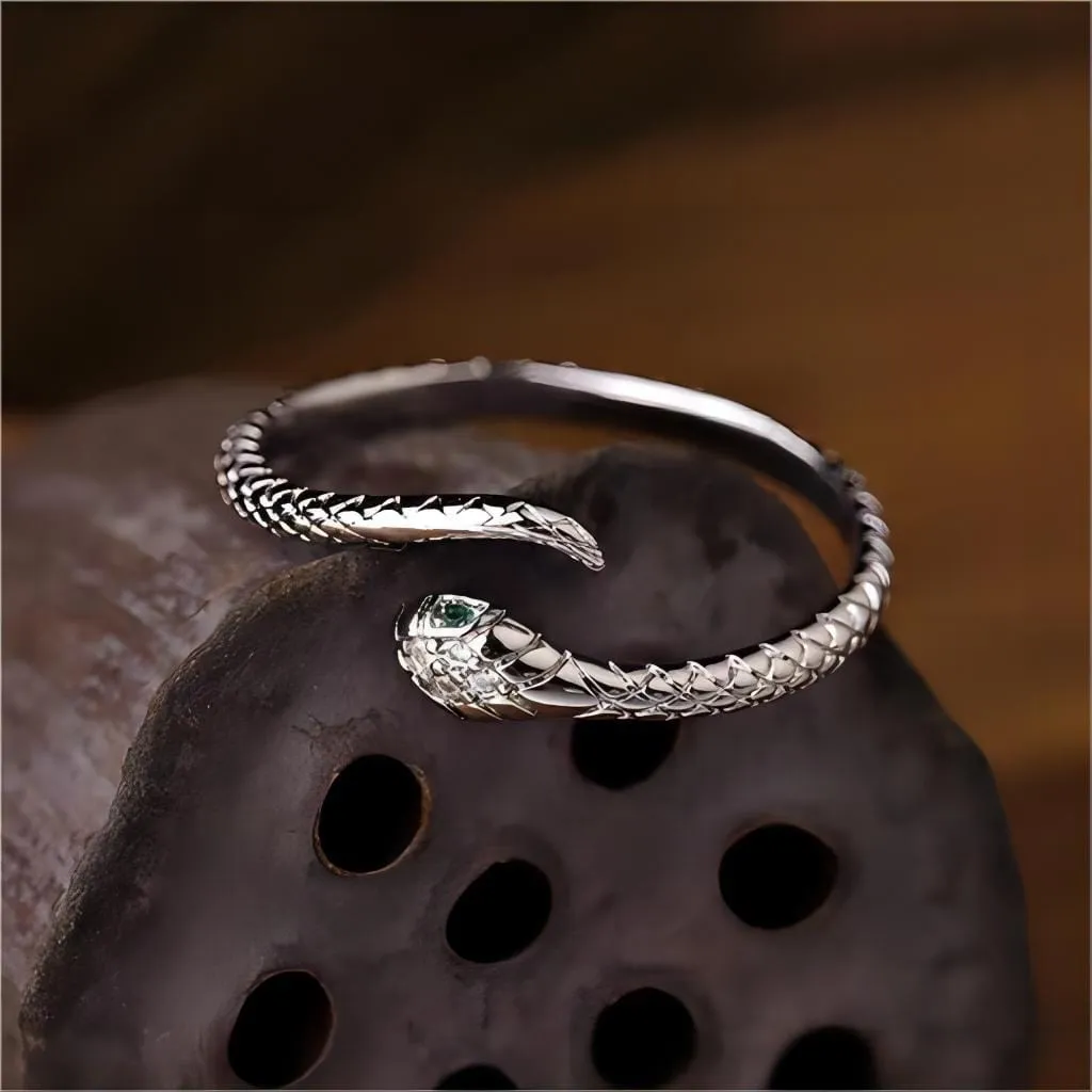 Chic CZ Inlaid Adjustable Snake Ring