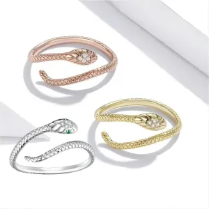 Chic CZ Inlaid Adjustable Snake Ring
