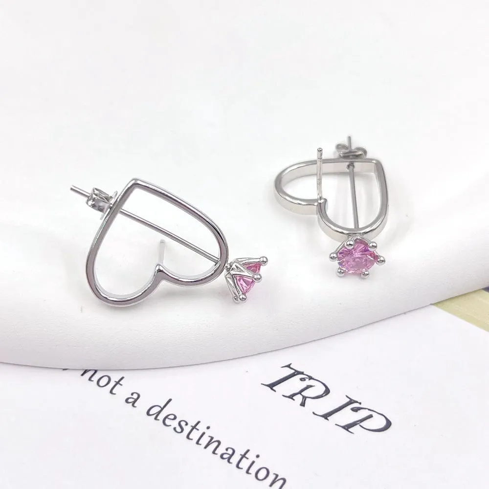 Chic CZ Inlaid Cupid Arrow Heart Earrings