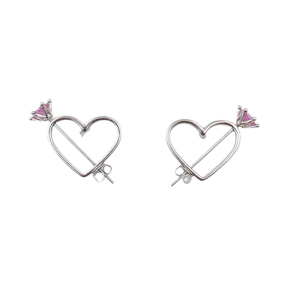 Chic CZ Inlaid Cupid Arrow Heart Earrings