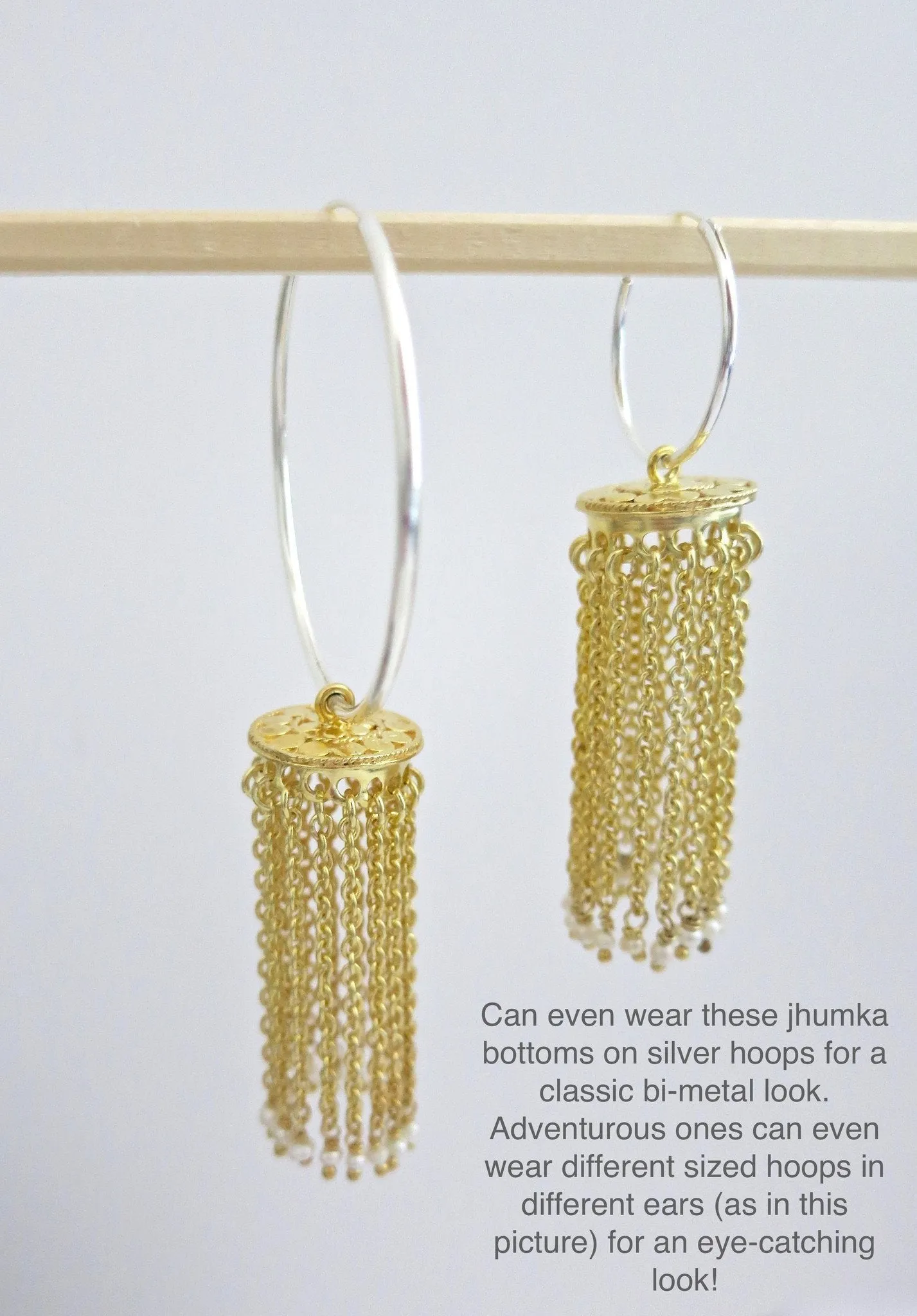 Chic, gold-plated, cascading chains Jhumka bottoms