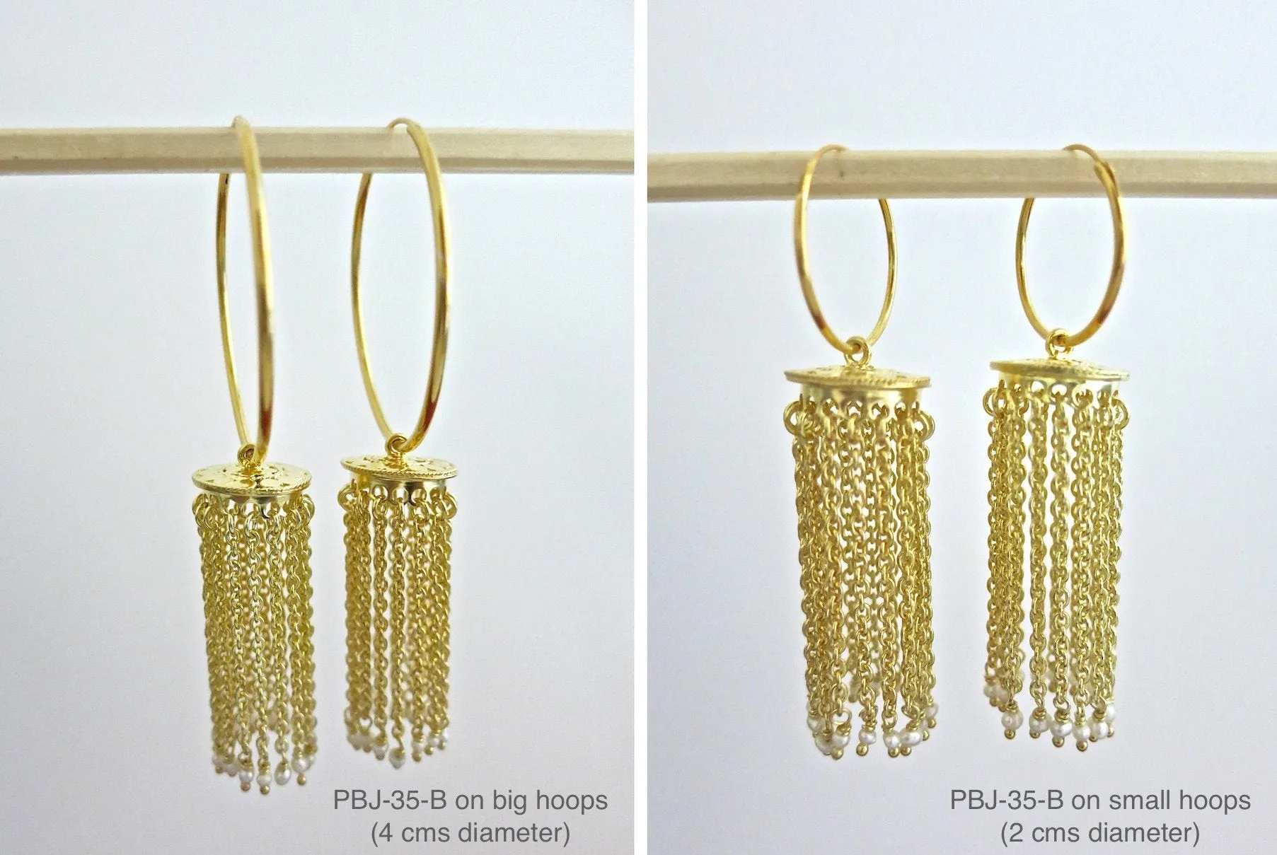 Chic, gold-plated, cascading chains Jhumka bottoms