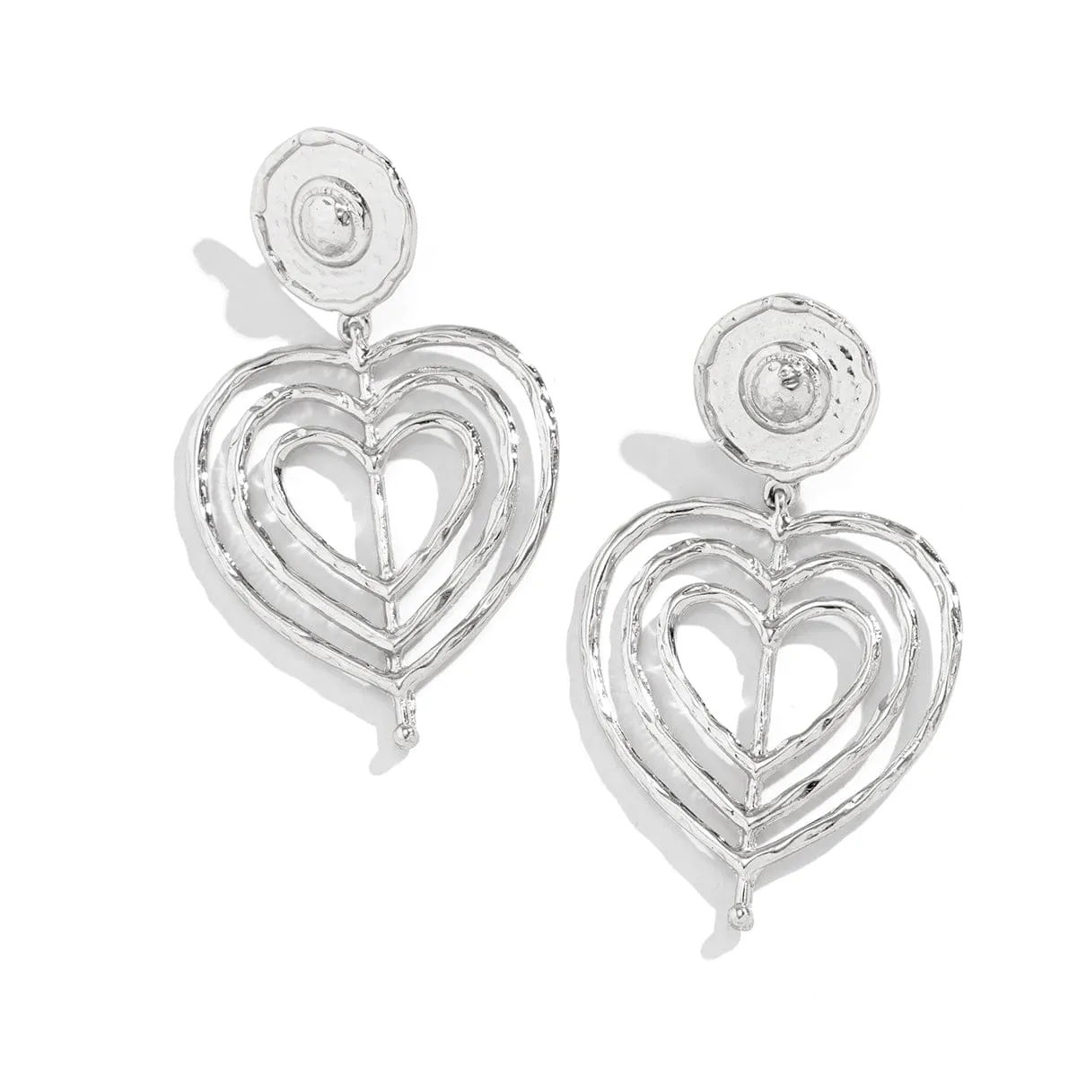 Chic Gold Silver Plated Round Hollow Heart Dangle Earrings