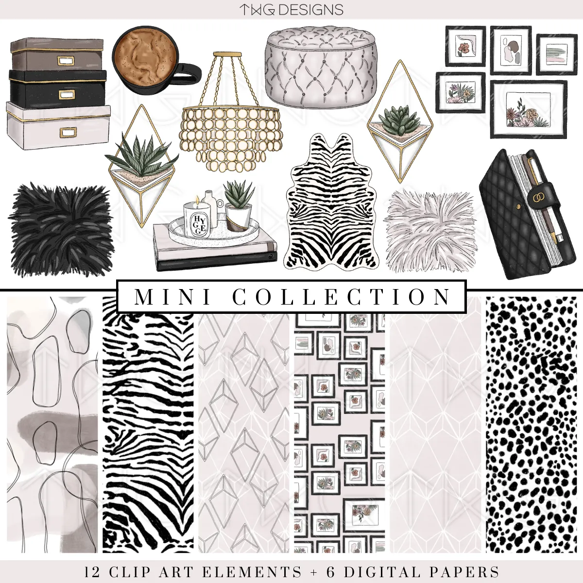 Chic Office Clipart   Pattern Bundle