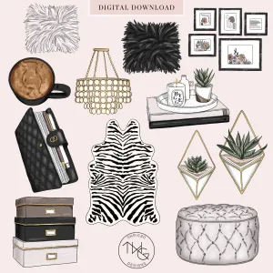 Chic Office Clipart   Pattern Bundle