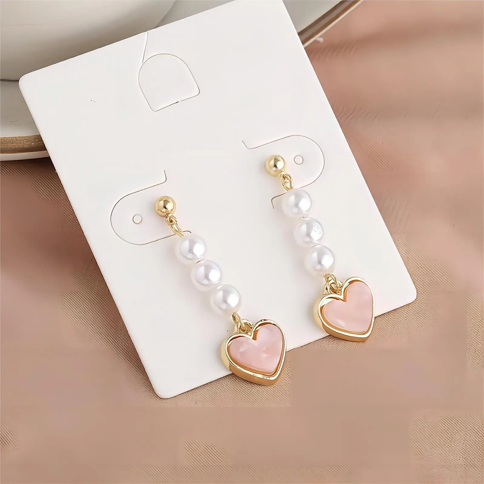 Chic Pearl Heart Dangle Earrings