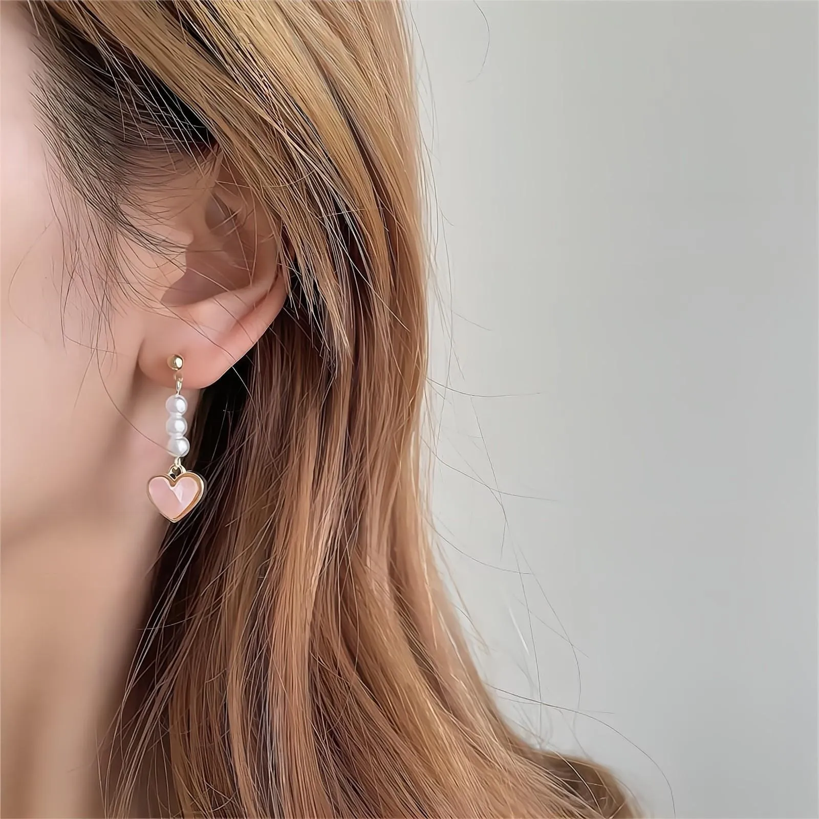 Chic Pearl Heart Dangle Earrings